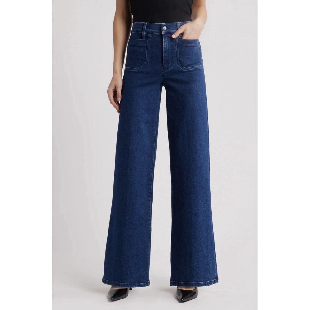 NWT Frame Le Slim Palazzo Patch Pocket High Waist Wide Leg Jeans Dark Size 33